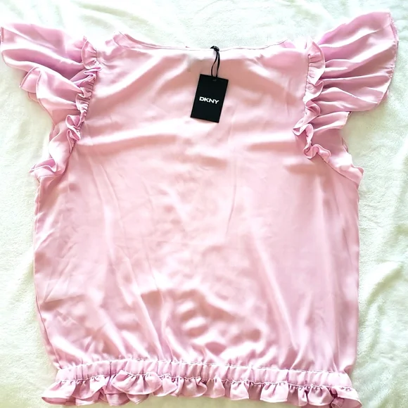 DKNY Pink Lavender Short-Sleeve Blouson Top--XL - Picture 3 of 12